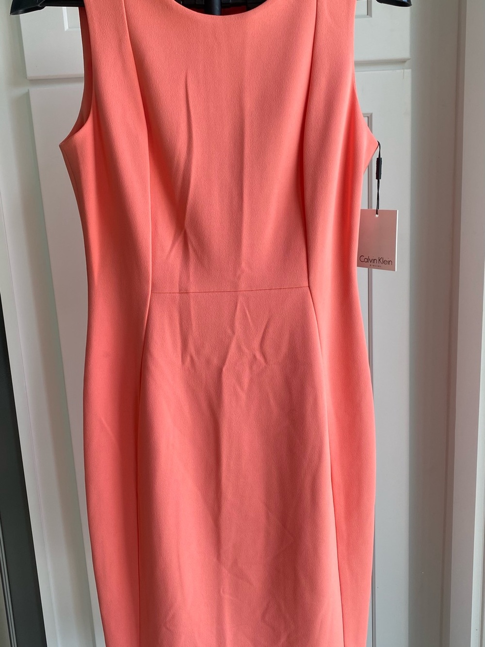 Calvin Klein Coral-Peach Sleeveless Midi Dress